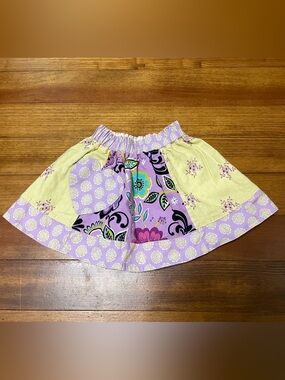 The Unbroken Circle Reversible Floral Patchwork Skirt in Lavender & Yellow 2T